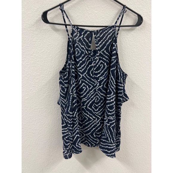Loft Outlet M Navy Ruffle Tank Top Blouse - Picture 4 of 5